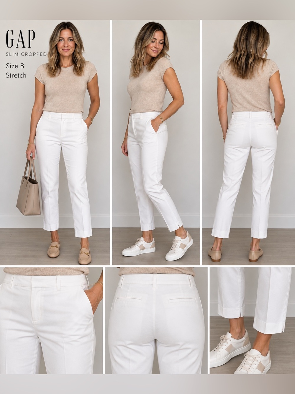 GAP white slim cropped 8R stretch pants